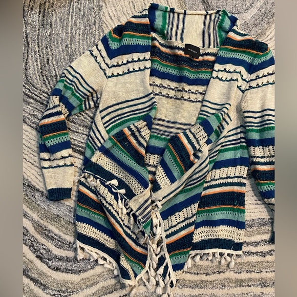 LA FEE VERTE Fringe Striped Knit Sweater - Anthropologie - Picture 1 of 5